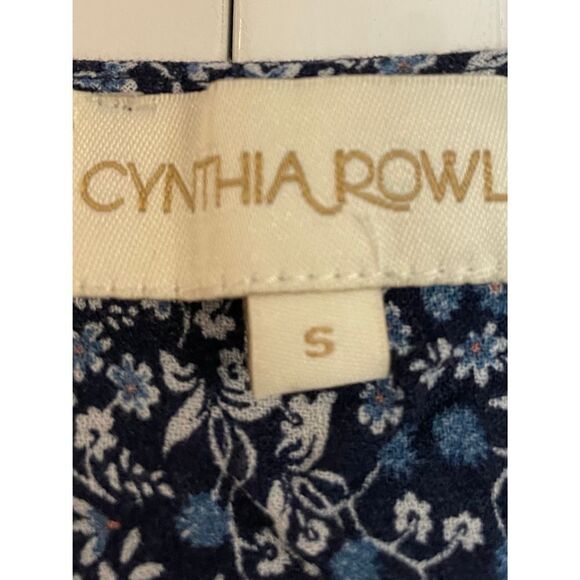 Cynthia rowley blue floral ruffle hem top small - Picture 3 of 9